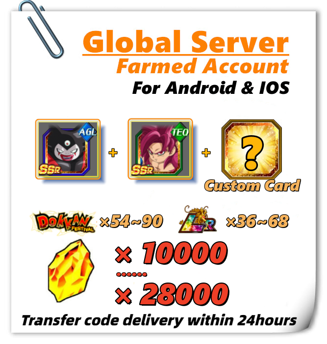 [Global] Dokkan Battle Farmed Account 10000+ DS with SSJ4 Goku (Mini) & Gomah For Android and IOS