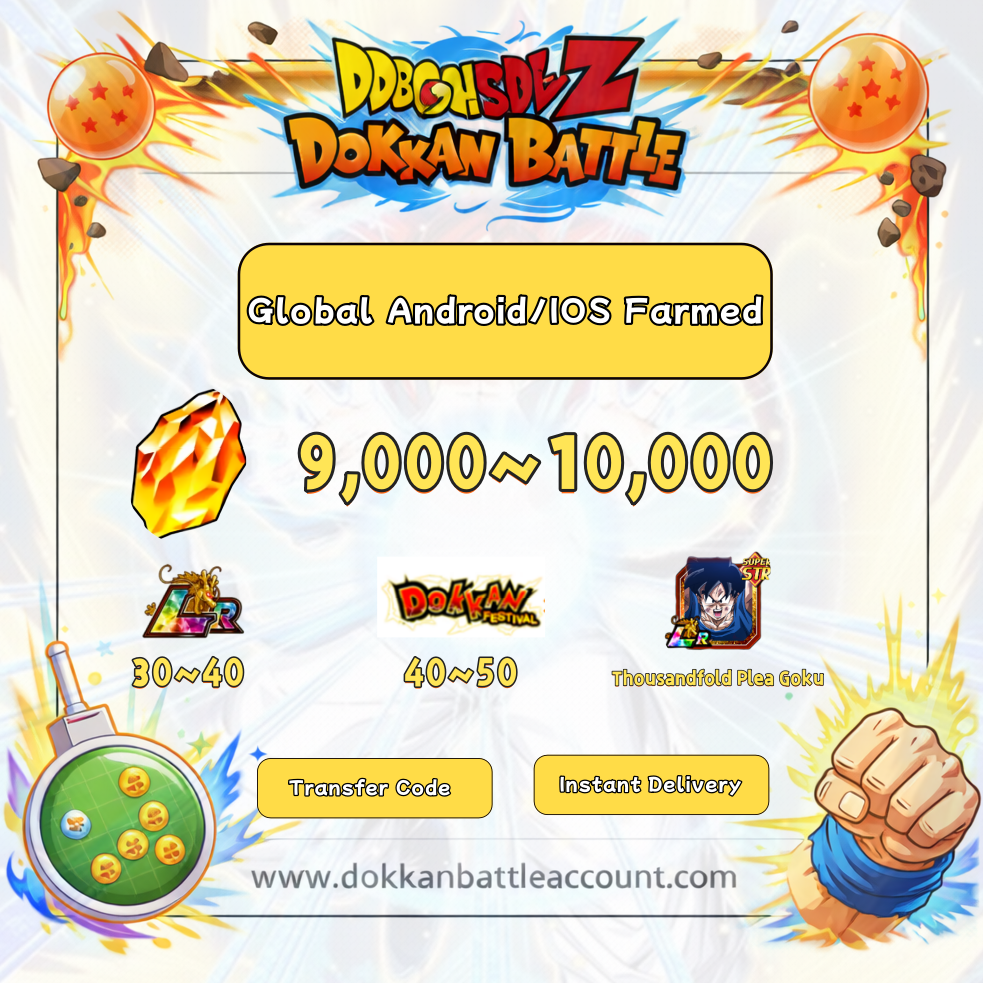 [Instant Delivery][Global] Dokkan Battle Farmed Account 9000 DS With 31+ LR for Android Only