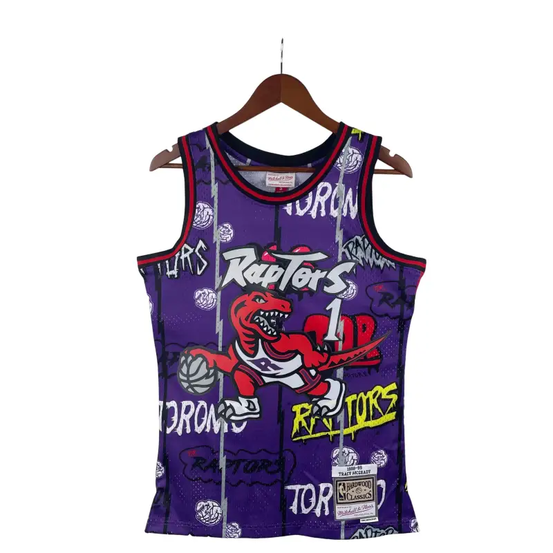 Mn Heat Pressed Vintage Jersey Sw Raptors 98 99 Graffiti No 1 Mcgrady
