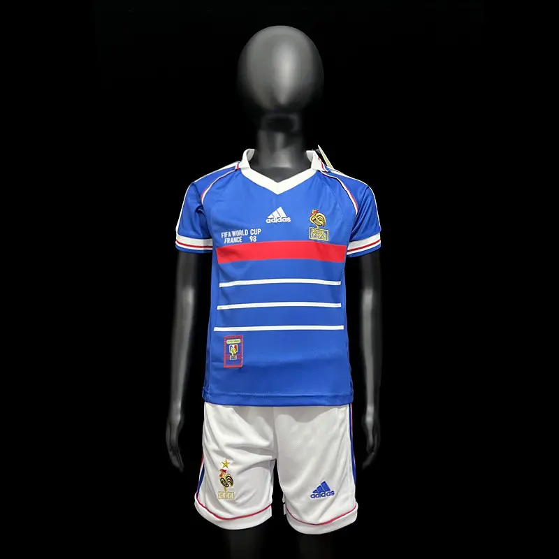 Kids Retro 1998 France Home Jersey 16-28