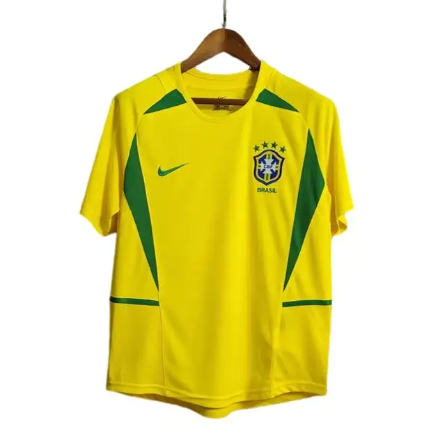 Retro Brazil 2002 World Cup Home Masculina Yellow