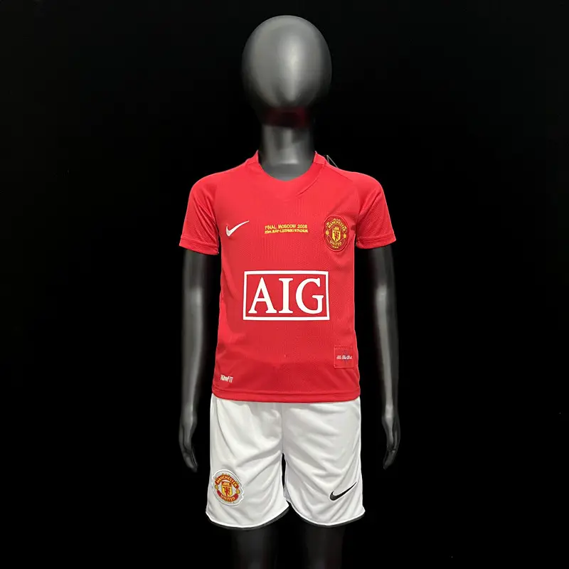 Kids Retro Manchester United 2007/08 Home Red