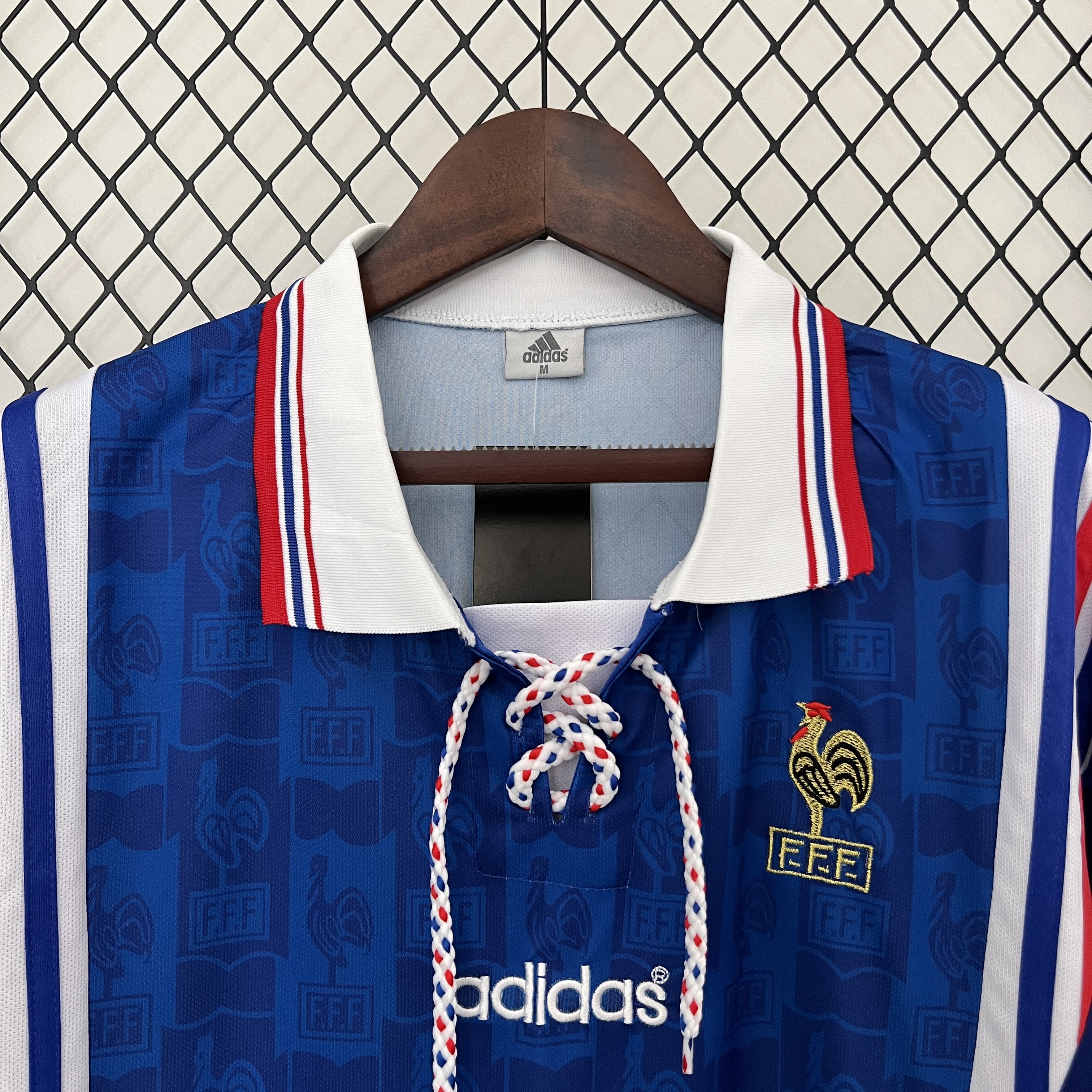 Retro  France 1996 Home Blue with patches 4