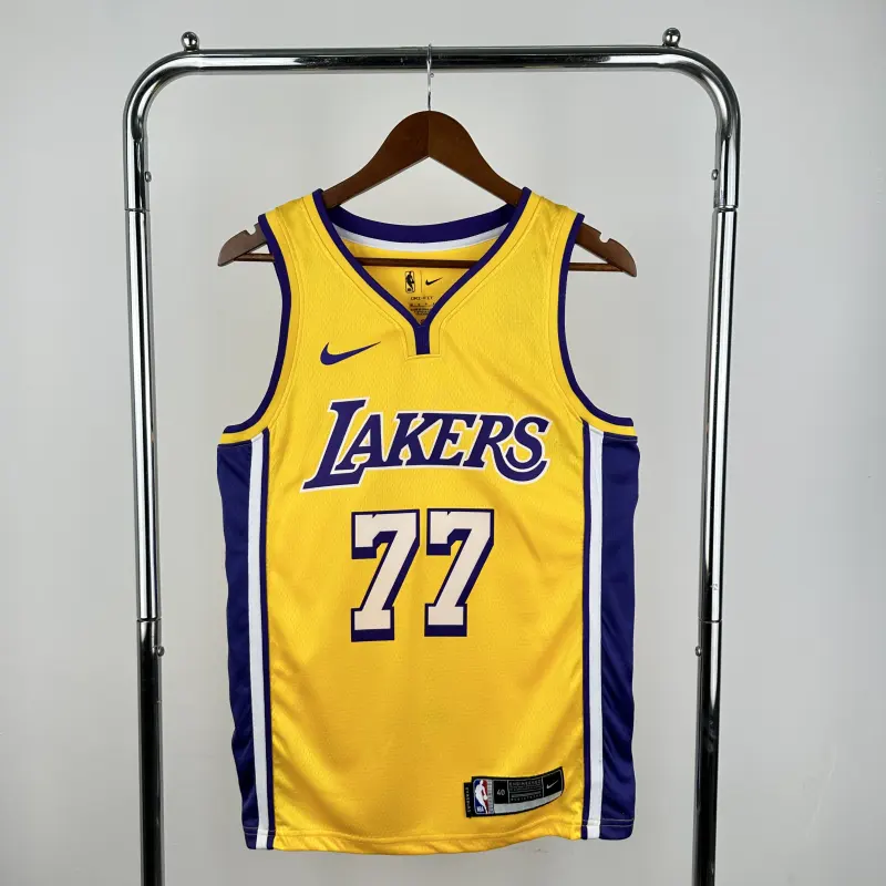 Lakers V-neck Yellow No.77 Doncic