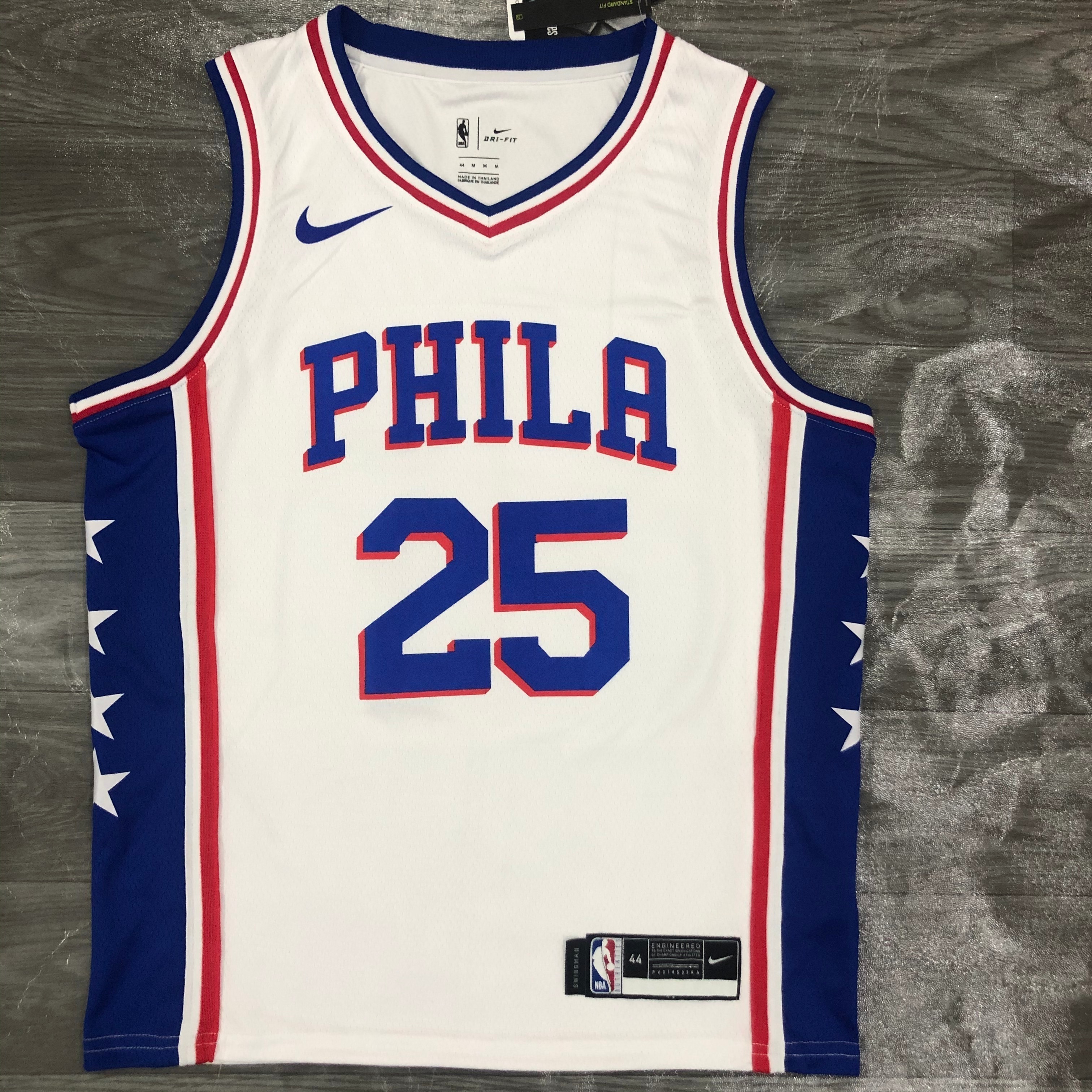 Philadelphia 76ers White V #25