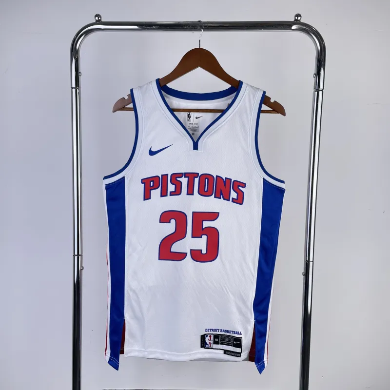 23 Season Detroit Pistons White Jersey #25