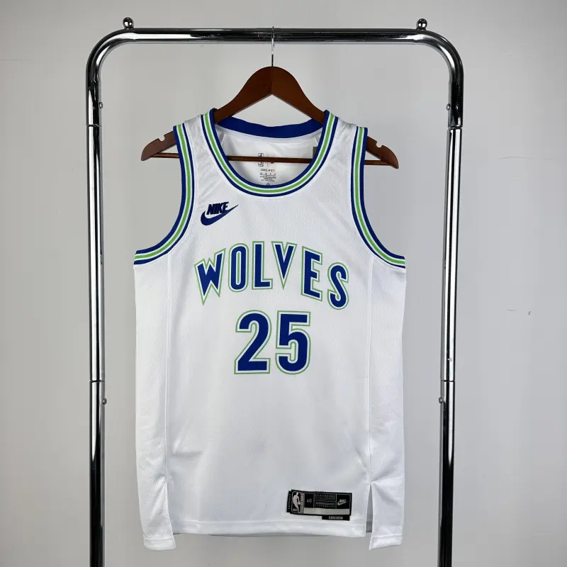 24 SEASON MINNESOTA TIMBERWOLVES WHITE JERSEY NO.25 ROSE