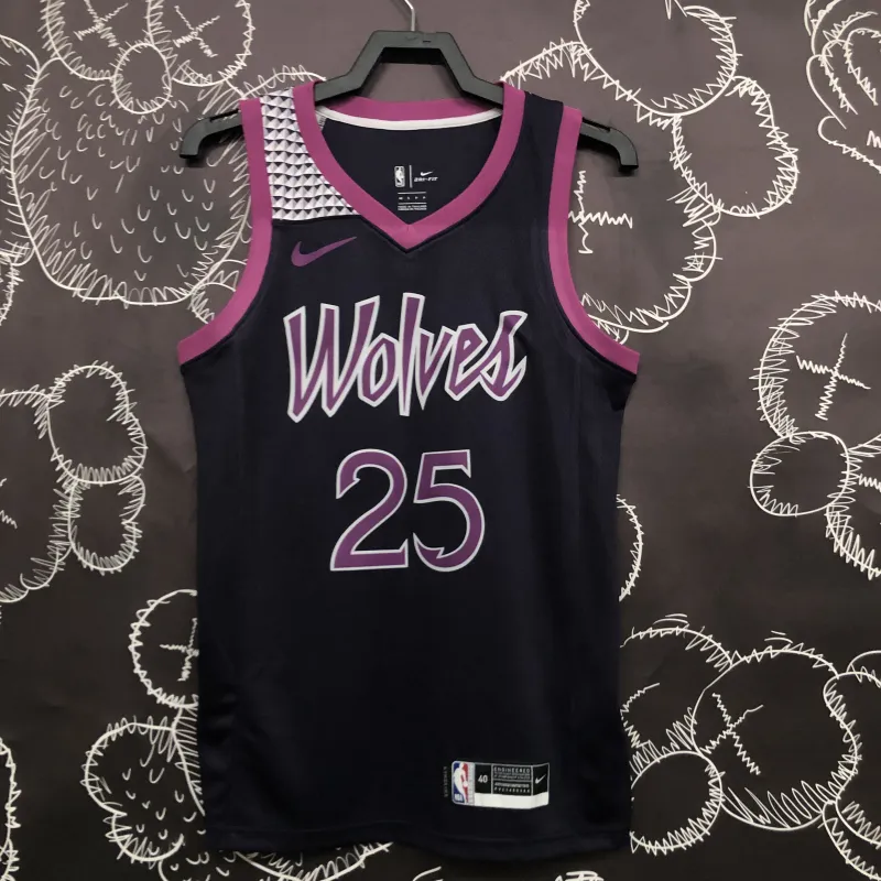 MINNESOTA TIMBERWOLVES PURPLE/ BLACK JERSEY NO.25 ROSE