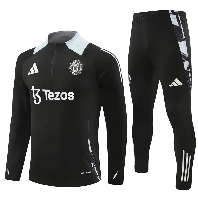 Adult/ Kids Manchester united 24/25 full zipper Training suit Black