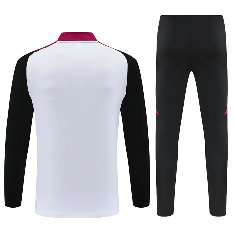 Adult/Kids Manchester united 24/25 half zipper Training suit White