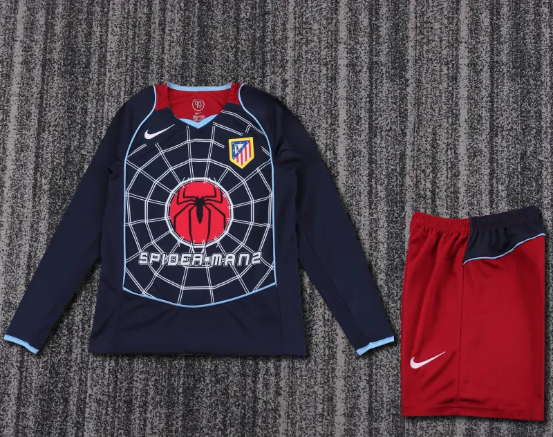 Kids Retro Kit 2004-05 Atletico de Madrid Away Long Sleeves