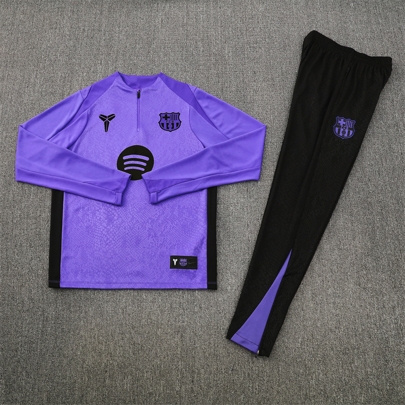 Adult/ Kids 2526 Barcelona half zipper Training suit Purple 3
