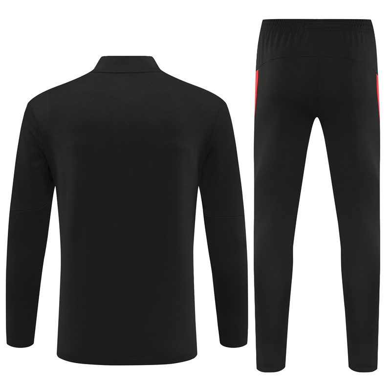 Adult/ Kids 2526 Portugal half zipper Training suit Black