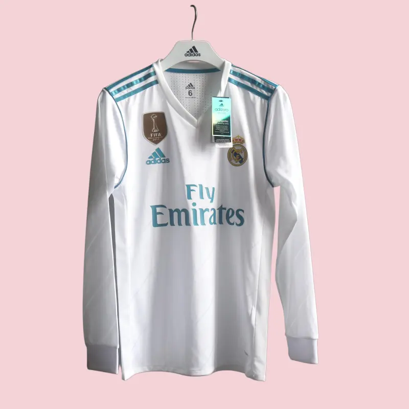 Player Version Retro Real Madrid 17/18 Home Long Sleeves S-3XL