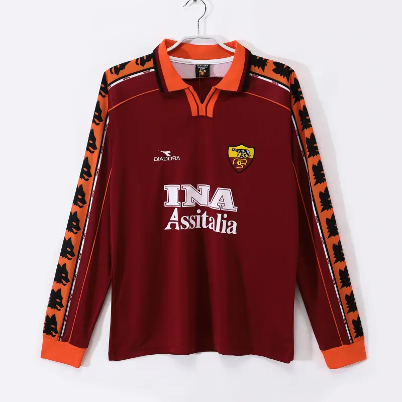 As Roma Retro Roma 98/99 Home Long Sleeves Jersey S-XXL