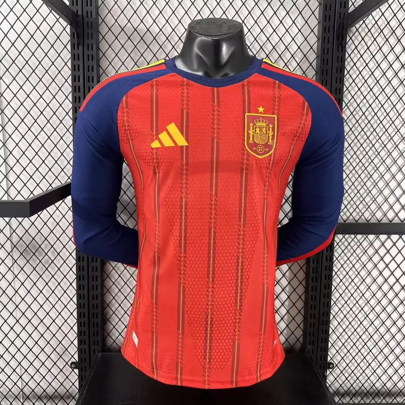 Player Version 2026 World Cup Spain Home Jersey Long Sleeves S-4XL