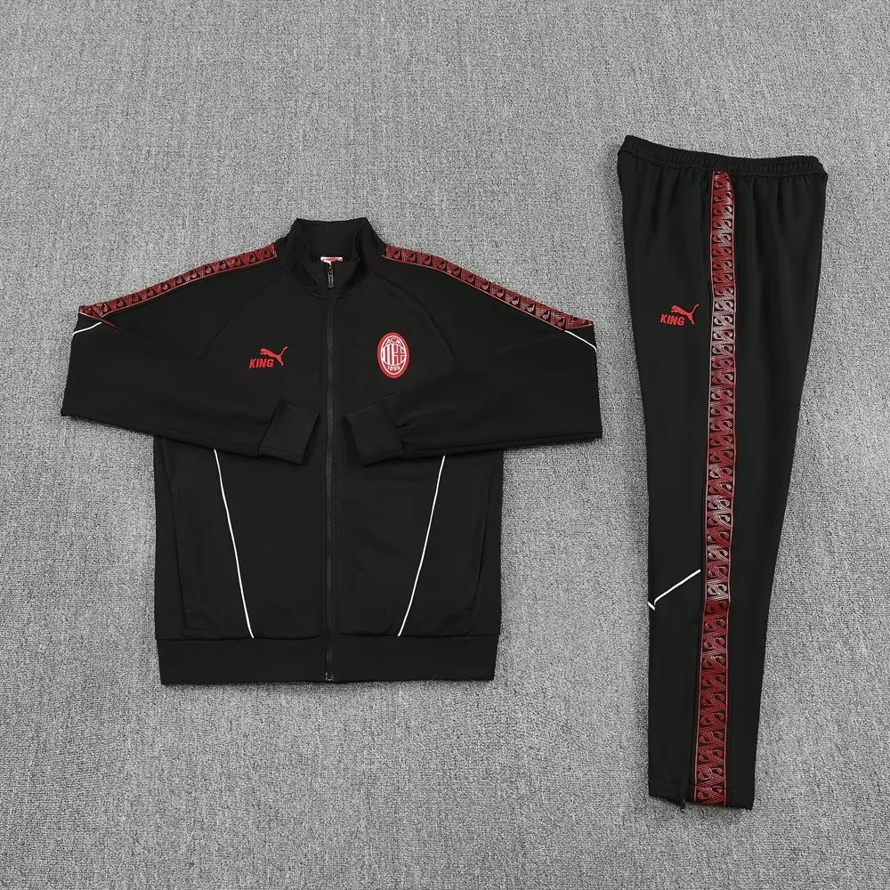 Adult / Kids 2526 AC Milan Full Zipper Training Suit Black 3