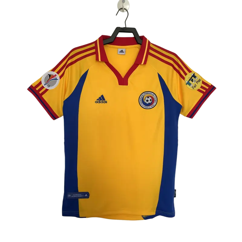Retro Romania 2000 Home Jersey with Arm Patches