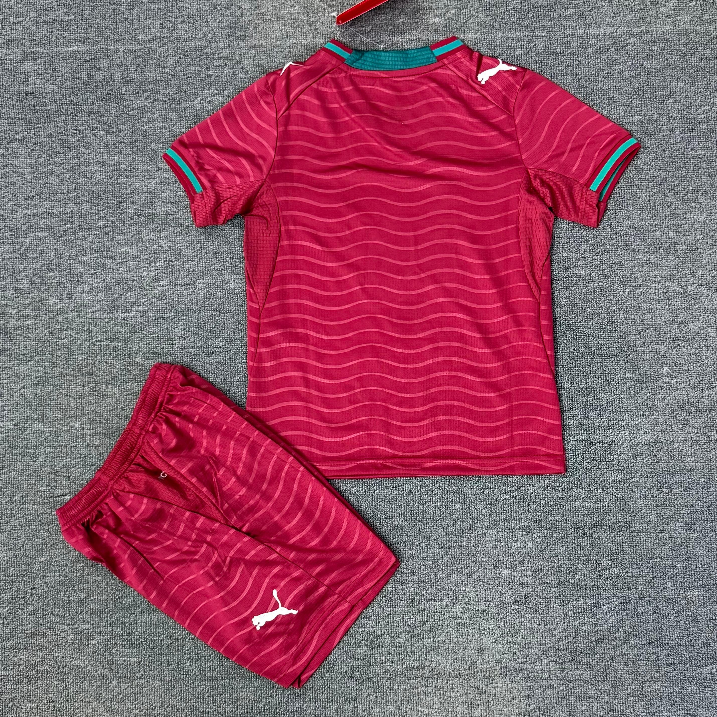 Kids 2026 World Cup Portugal Home Kit 16-28 (Red Shorts)