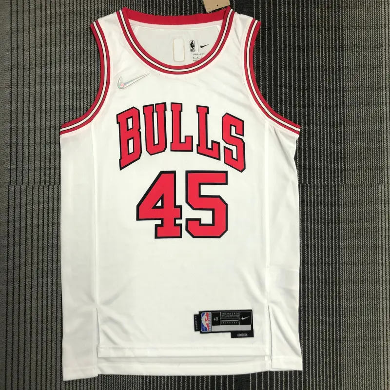 75th Anniversary Chicago Bulls White Jersey No.45