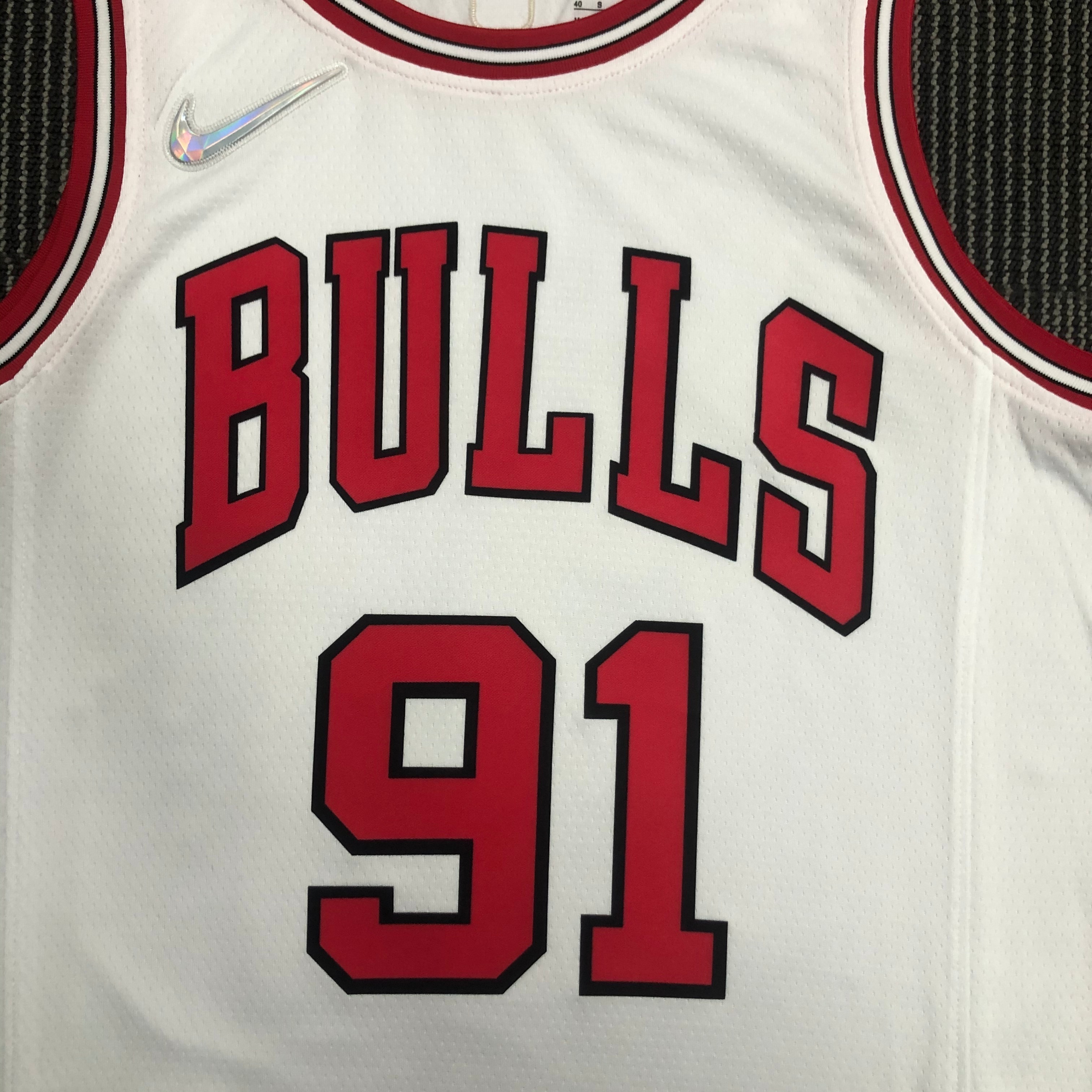 75th Anniversary Chicago Bulls White Jersey No.91