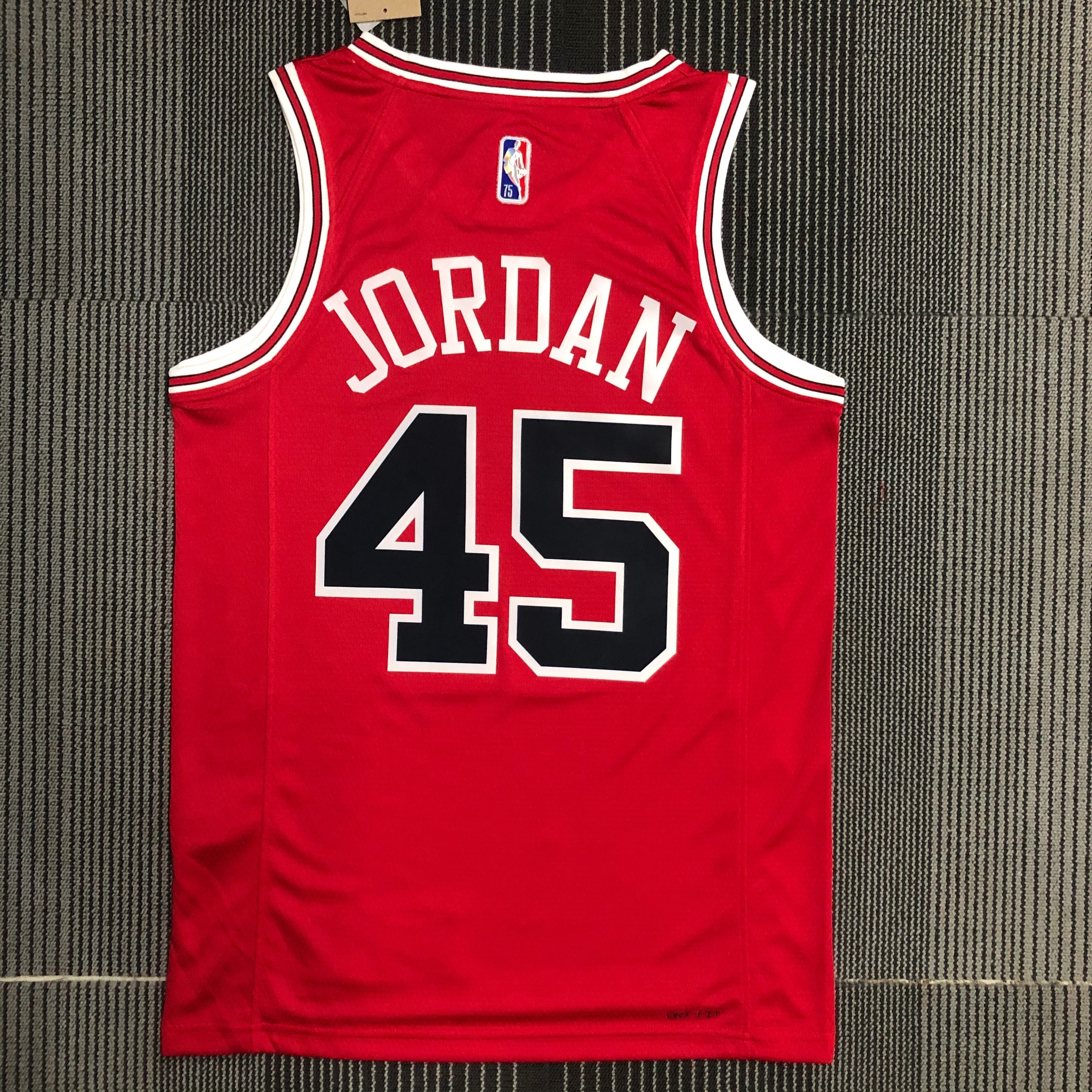 75th Anniversary Chicago Bulls Red Jersey No.45