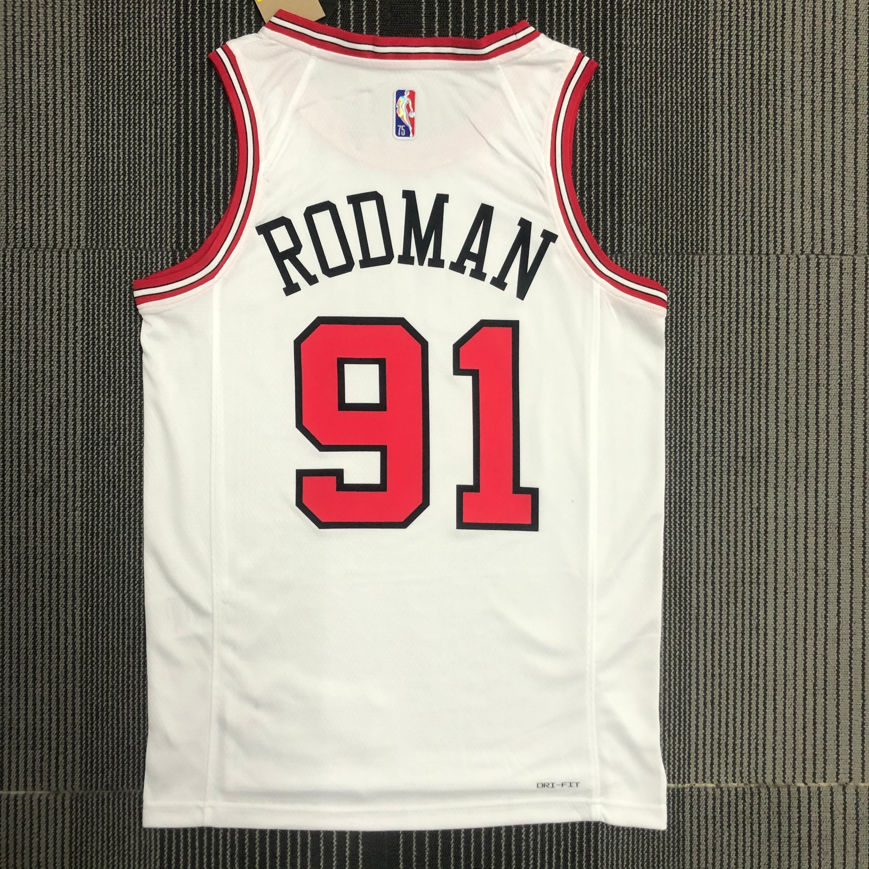 75th Anniversary Chicago Bulls White Jersey No.91