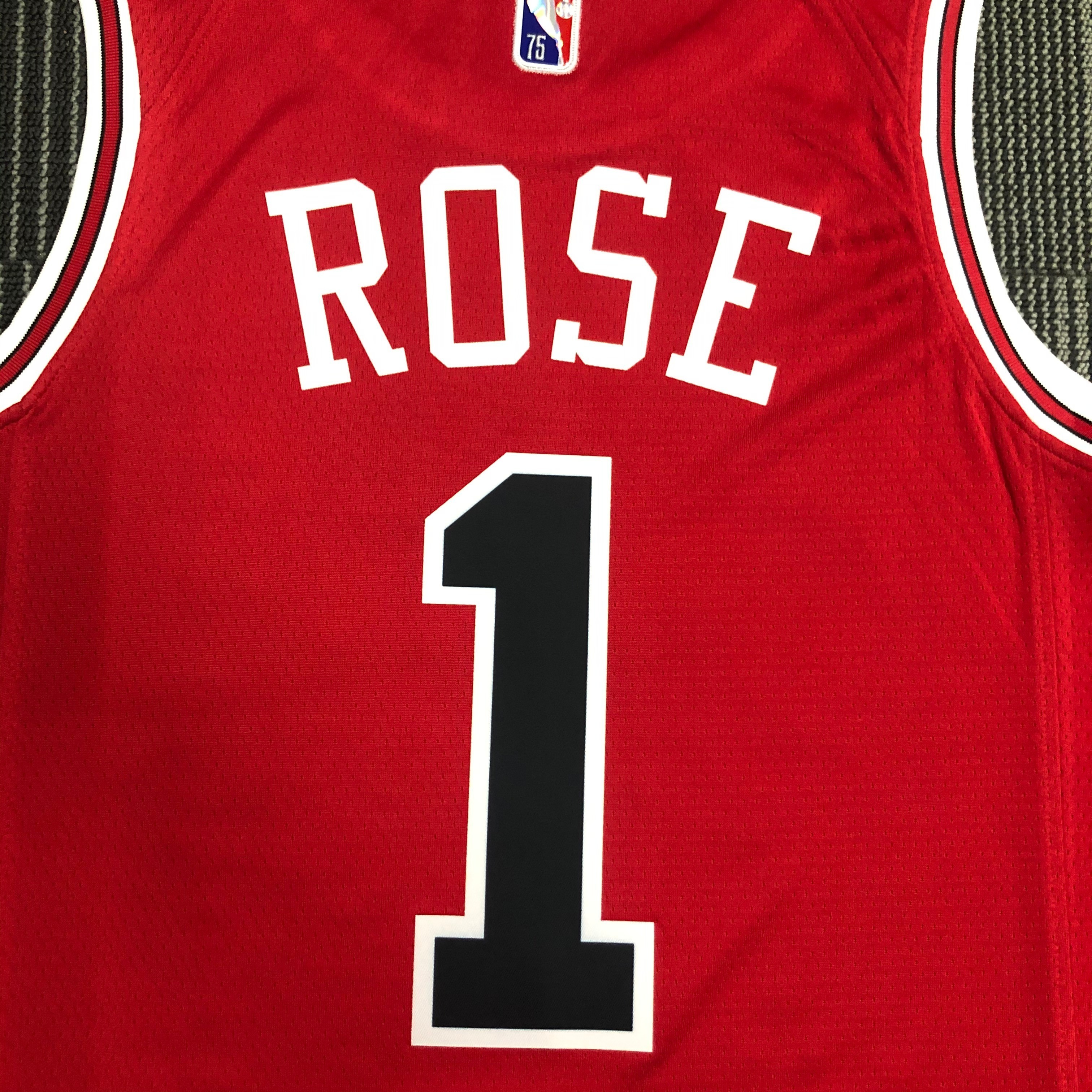 75th Anniversary Chicago Bulls Red Jersey No.1