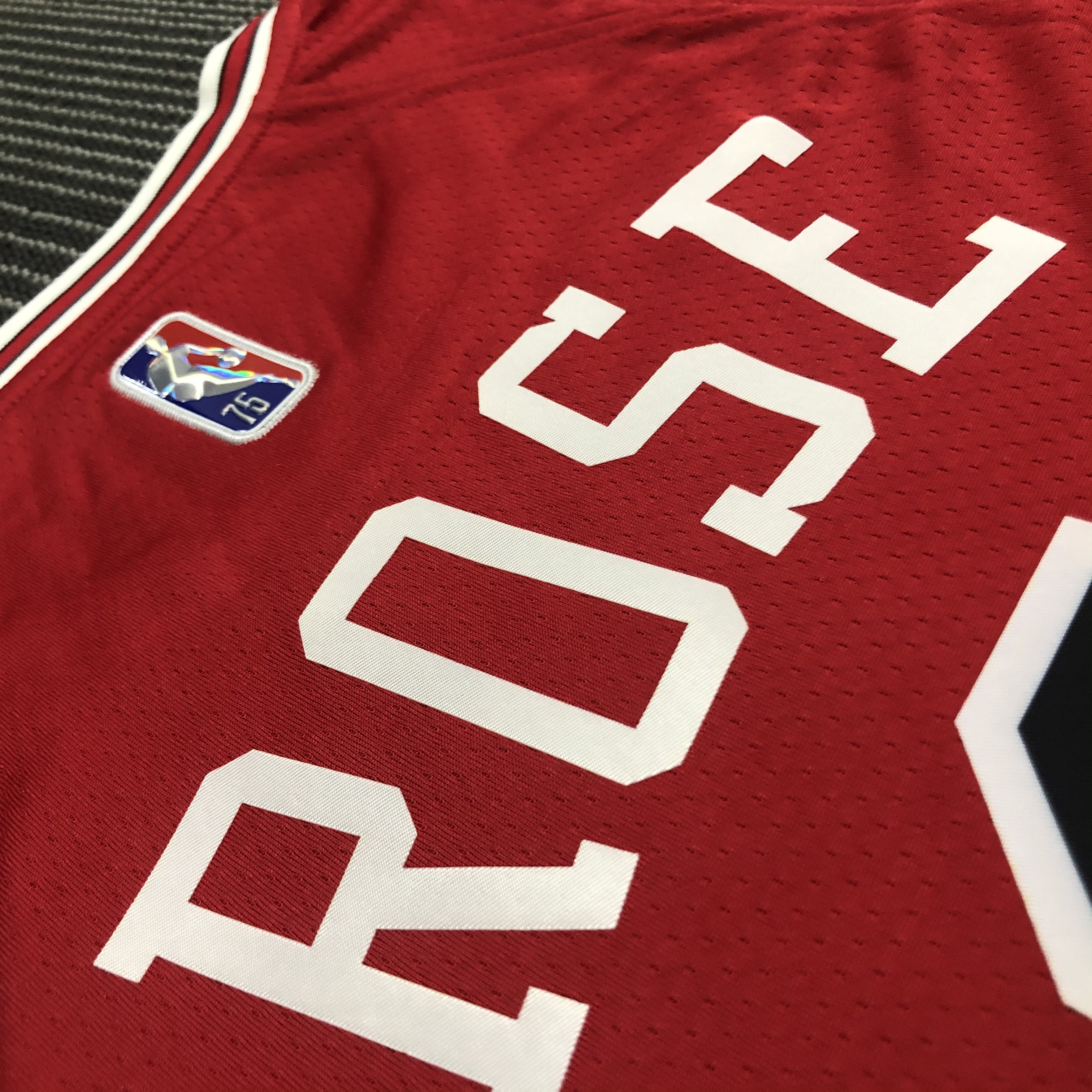 75th Anniversary Chicago Bulls Red Jersey No.1