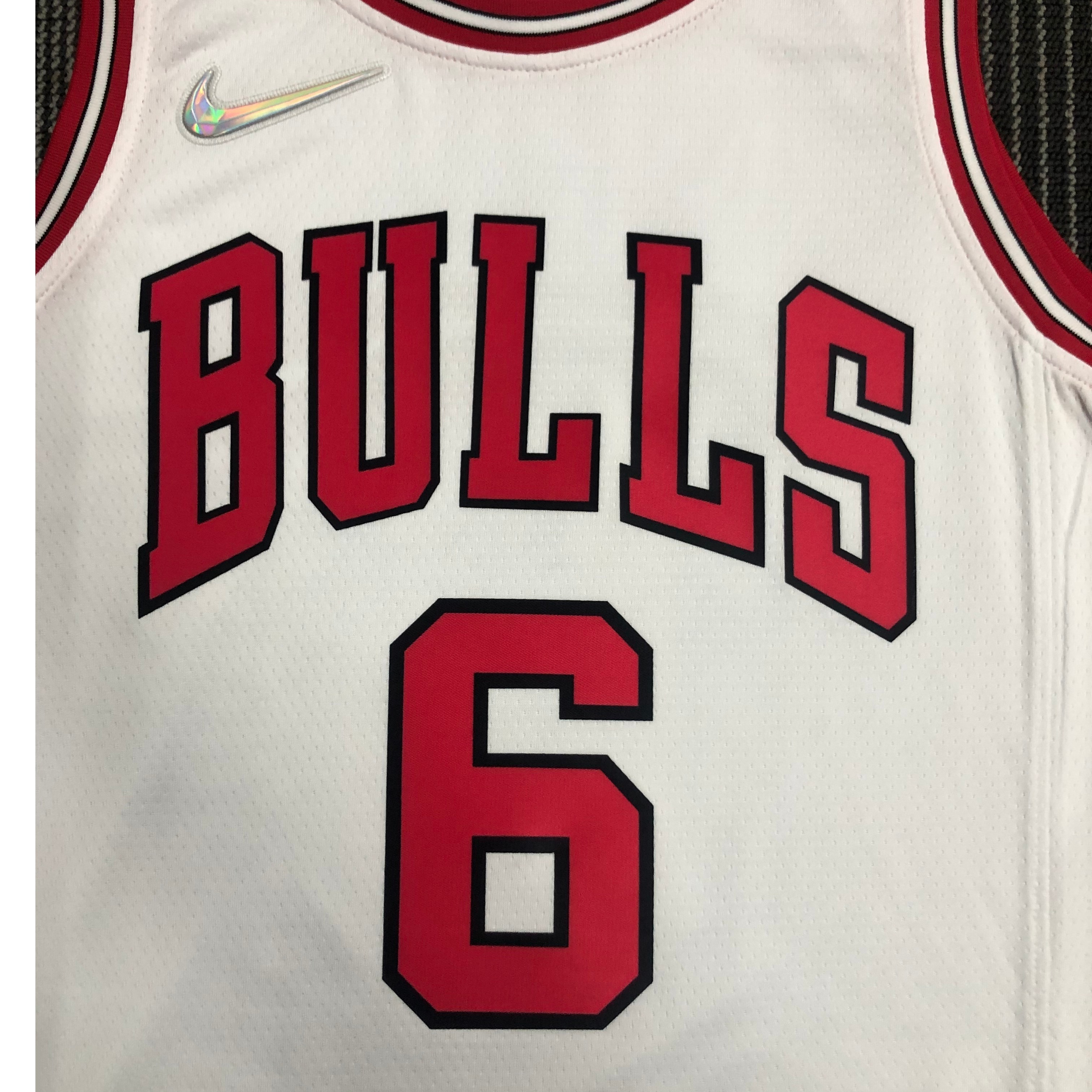 75th Anniversary Chicago Bulls White Jersey No.6