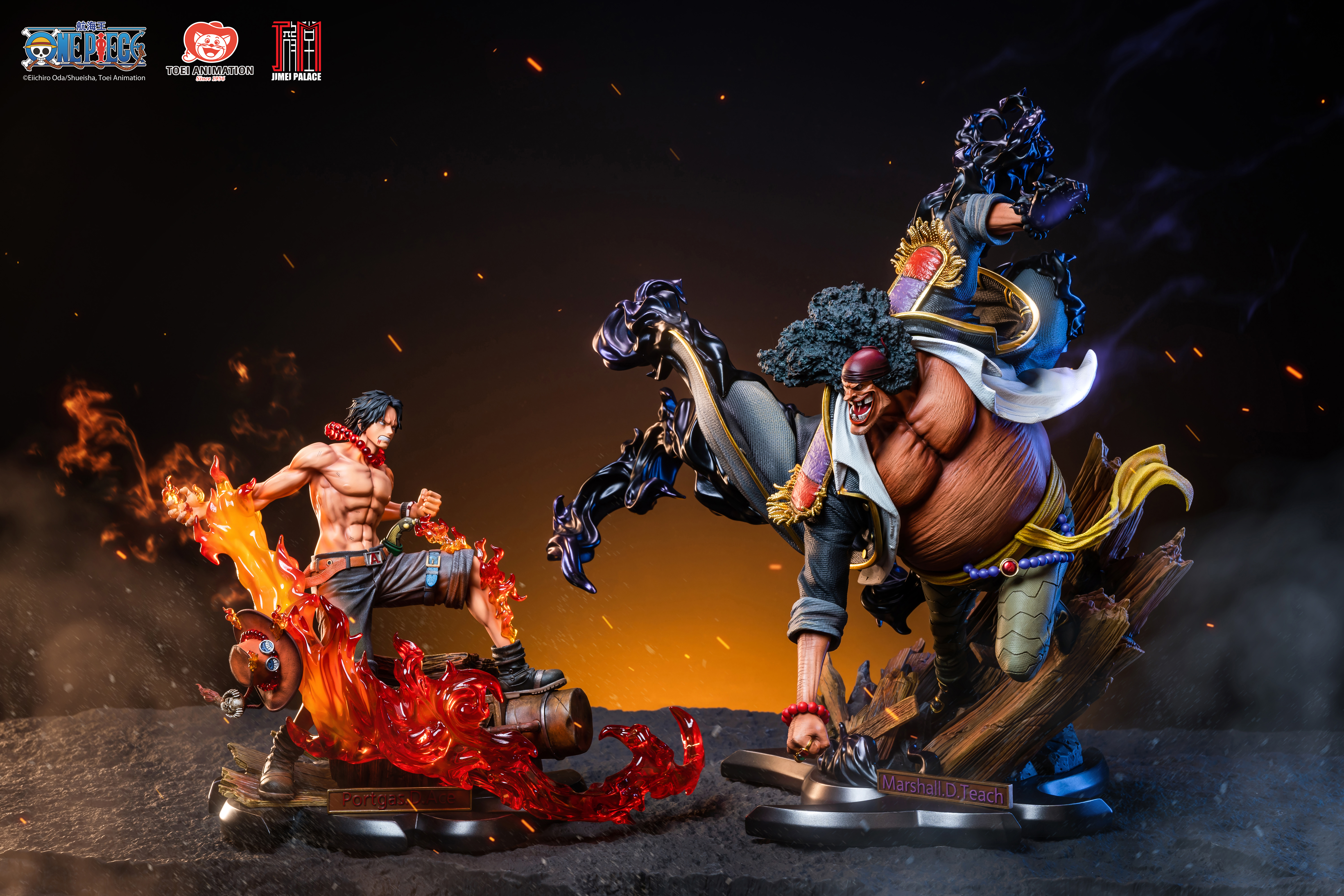 JIMEI PALACE- <One Piece> Portgas. D. Ace VS Marshall. D. Teach Limited edition statue-Authorized