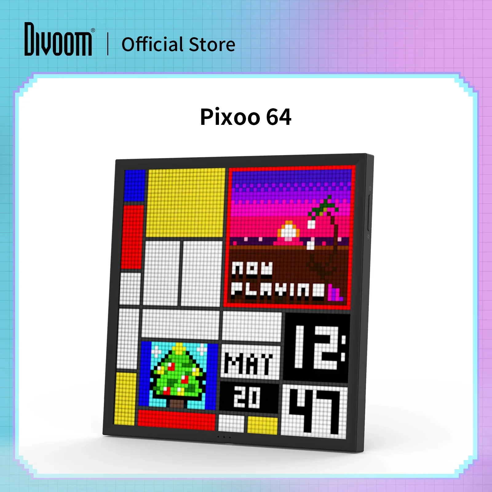 Divoom Pixoo 64 Digital Photo Frame with 64*64 Pixel Art LED Picture Electronic Display Board,Neon Light