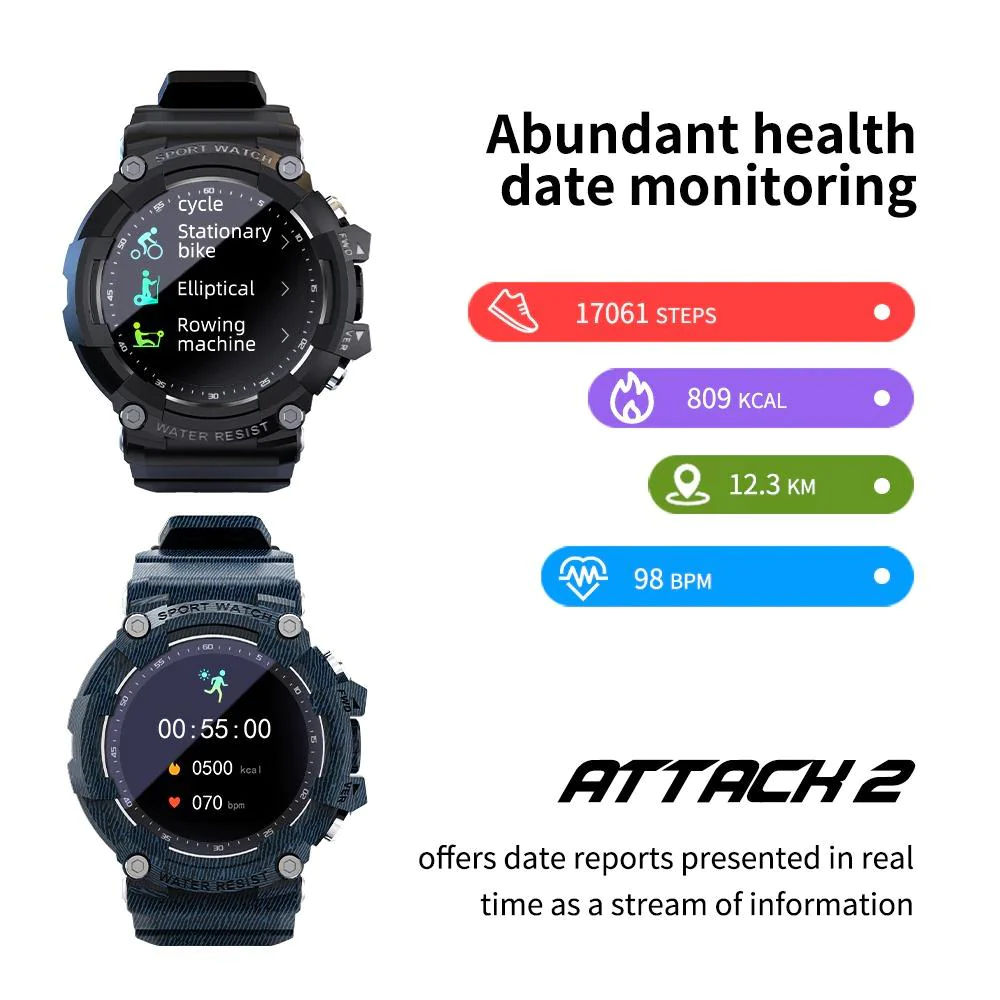 LOKMAT ATTACK 2 Smart Watch Fitness Tracker Full Touch Screen Heart Rate Monitor