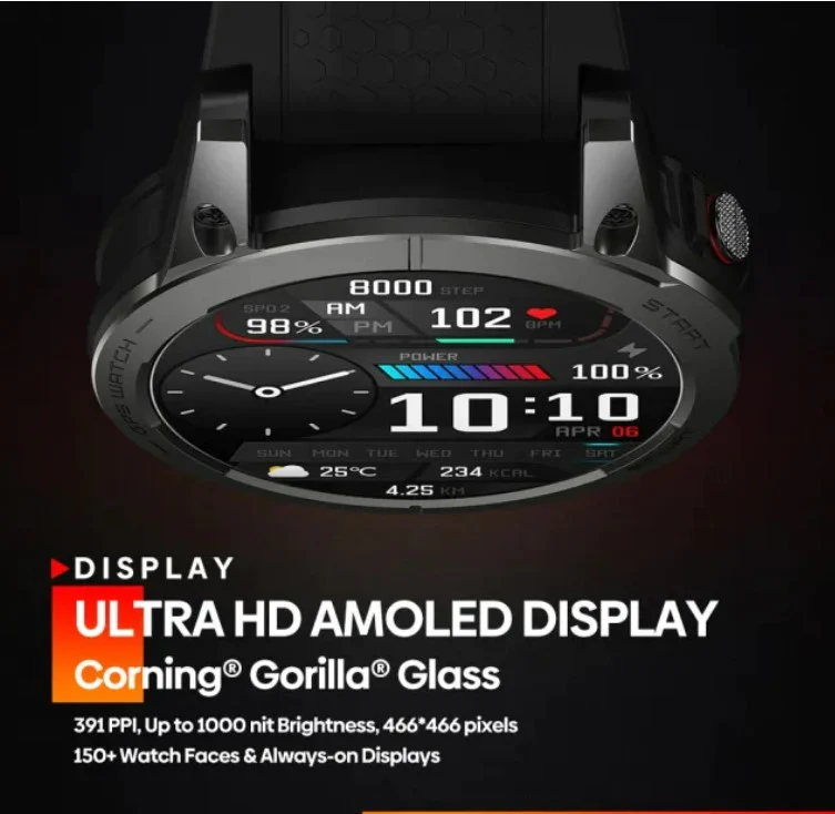 Zeblaze Stratos 3 Premium GPS Smart Watch Ultra HD AMOLED Display Built-in GPS