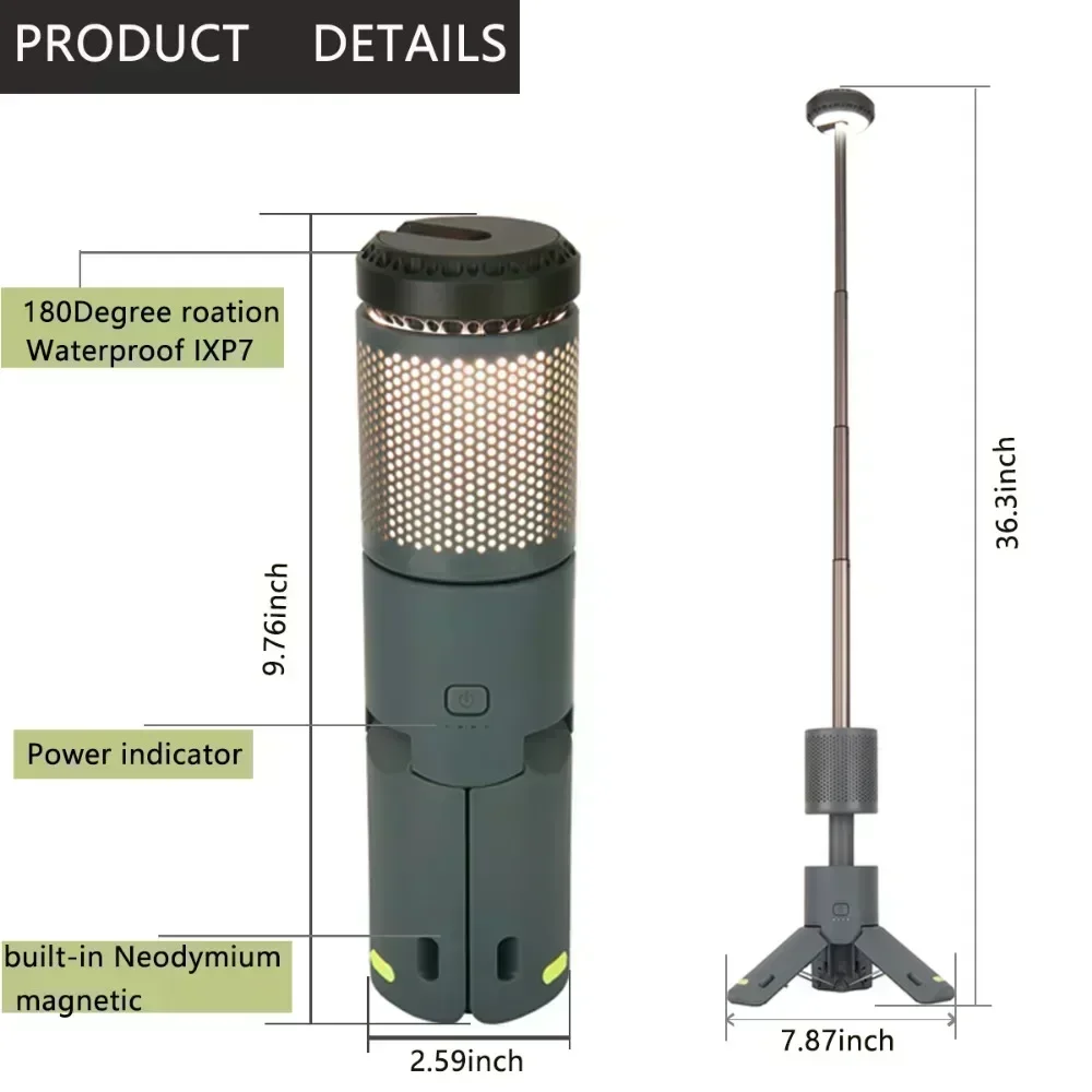 Camping Light Telescopic and Collapsible Night Mobile Lighting 10000mAh Battery Built-in Magnetic Road Light  Flash Light