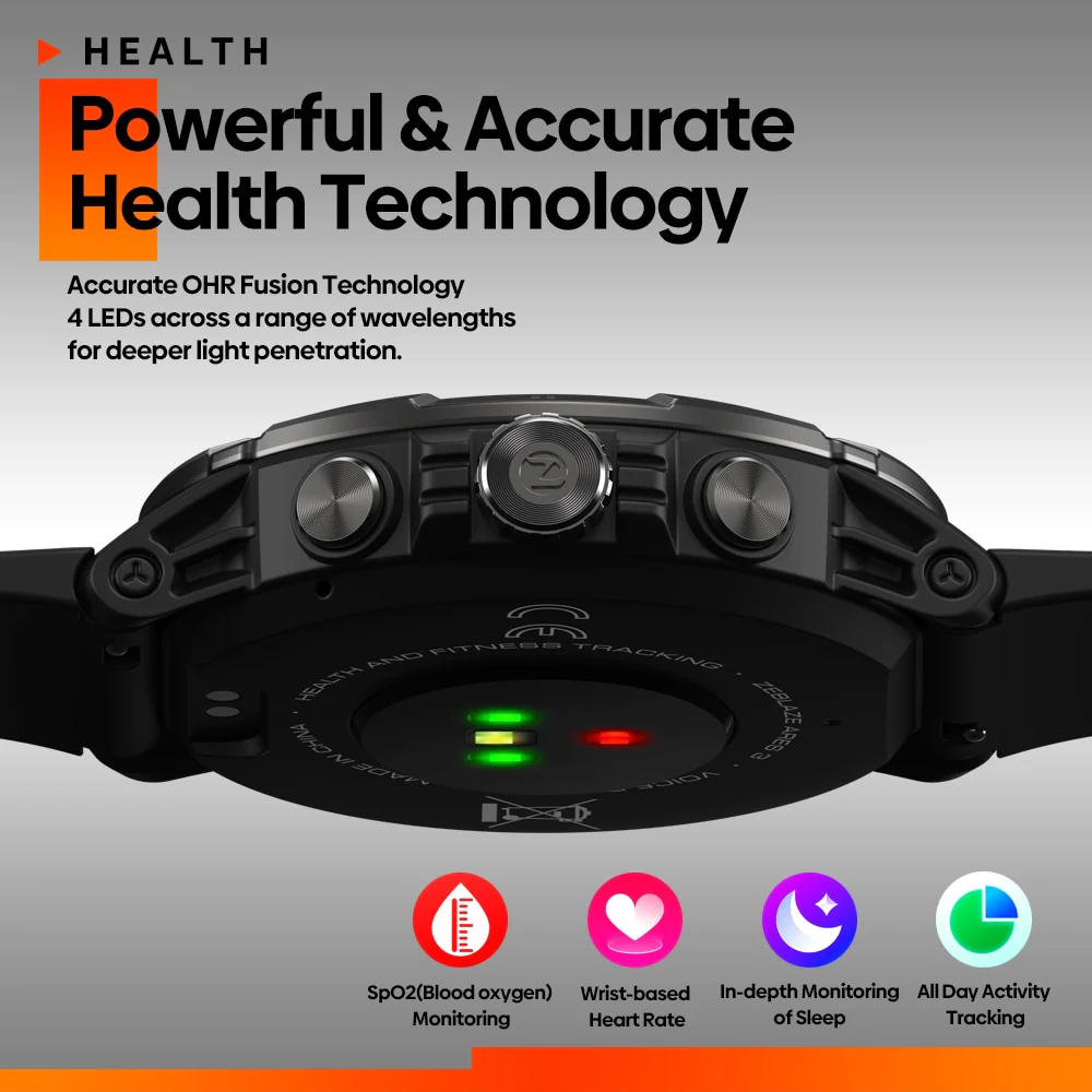New Zeblaze Ares 3 Smart Watch Large 1.52'' IPS Display Voice Calling 100+ Sport Modes 24H Health Monitor