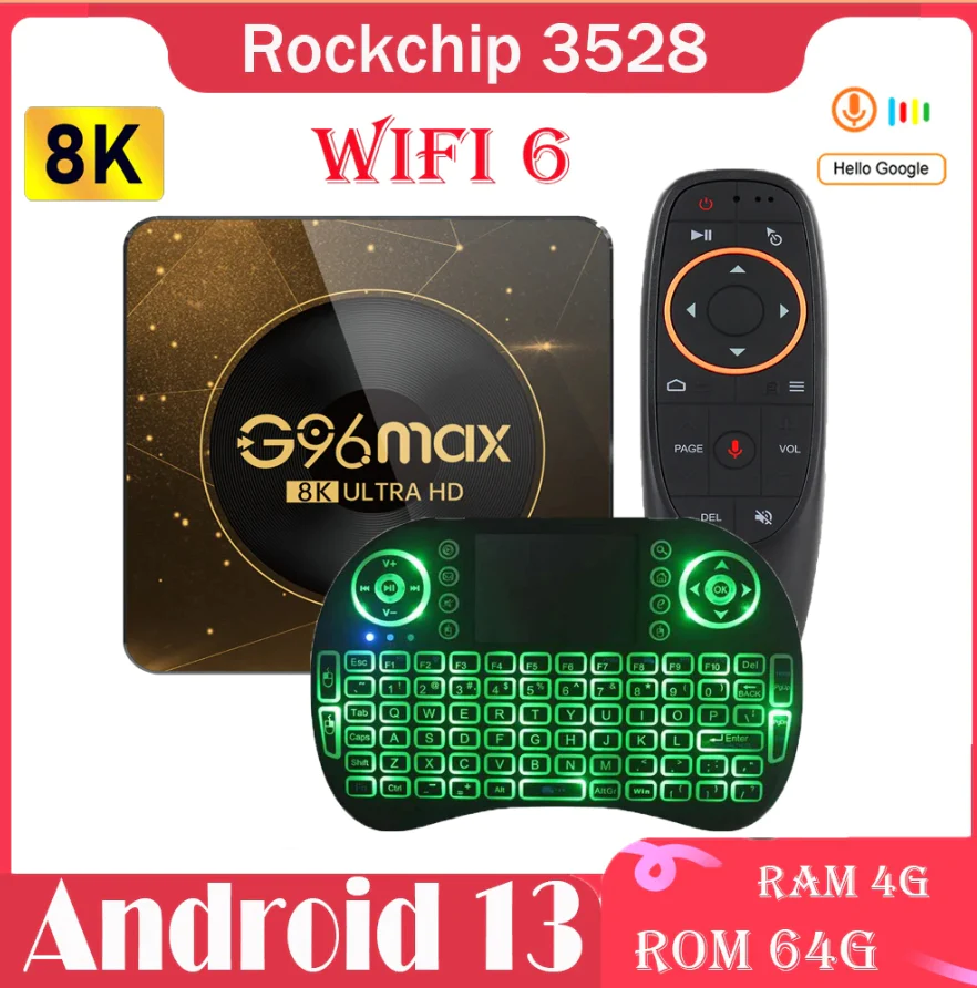 NEW G96 Max Android 13 Smart TV Box Amlogic RK3528 Video Media Player TV Box