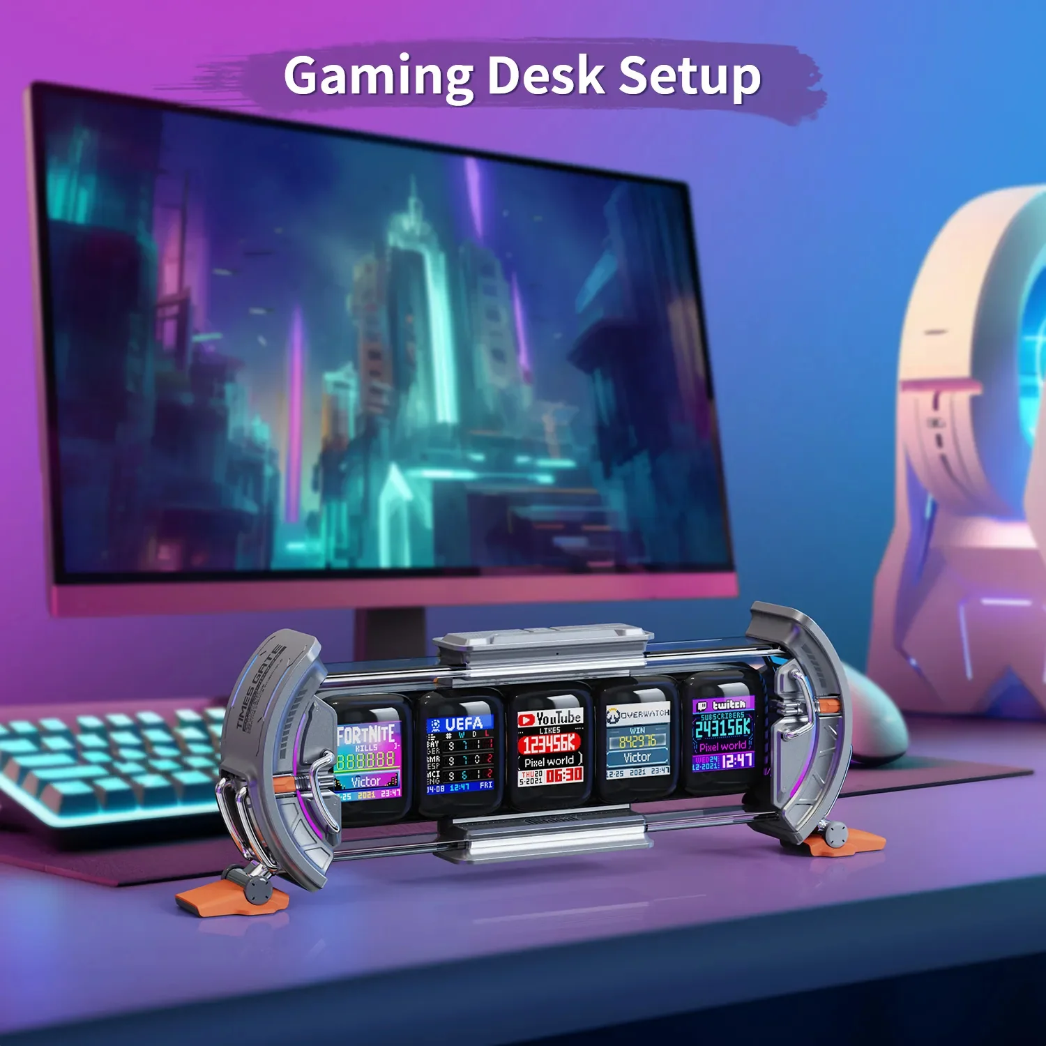 New Divoom Times Gate Pixel Art Gaming Setup Clock with Smart App Control, 128x128 IPS Screen Display