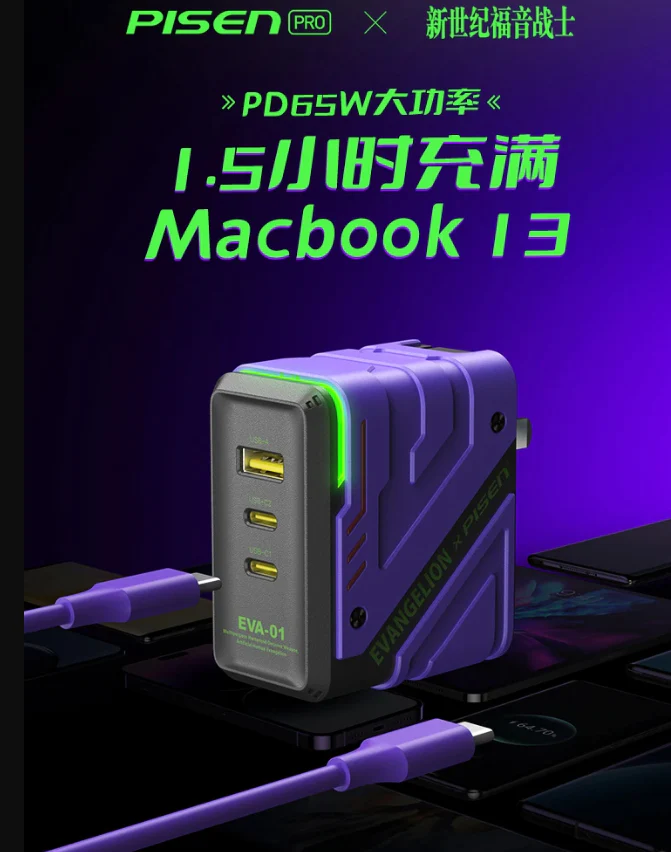 NEW Evangelion charger head 65W fast charge mobile phone usb desktop plug universal PD adapter tablet laptop
