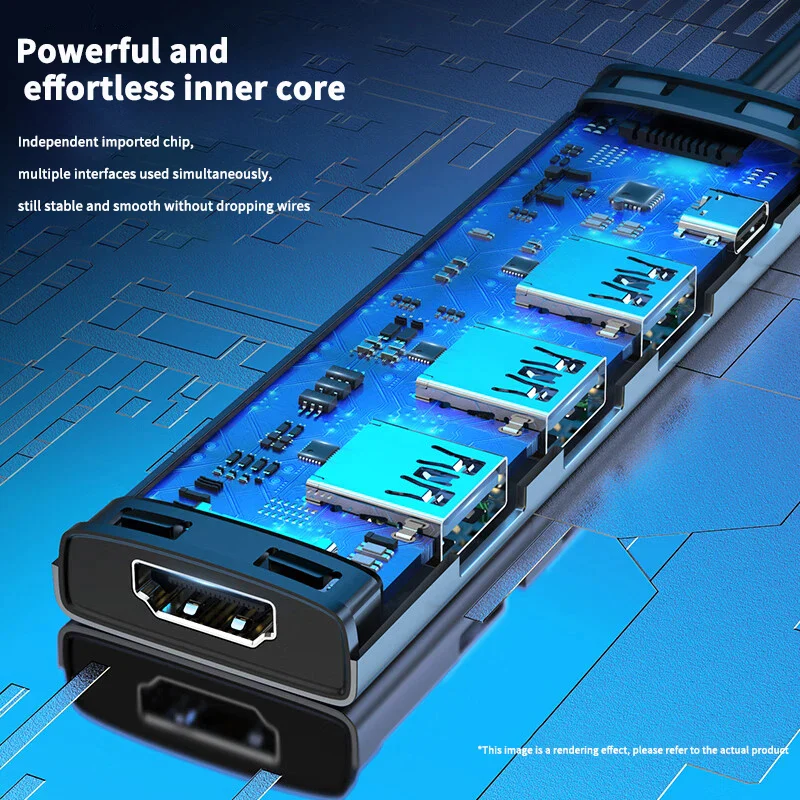 PISEN Docking Station Type C HUB to 4K60Hz HDMI-compatible USB 3.0 Adapter RJ45 PD100W Charge