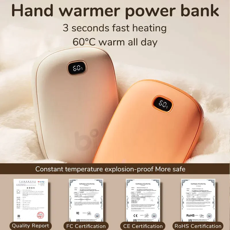 NEW JISULIFE Hand Warmers Rechargeable 3S Instant Heat USB Power Bank Portable Electric Heater