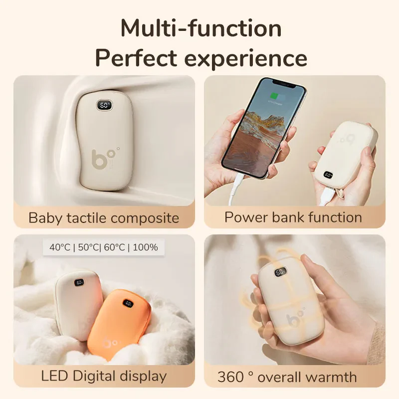 NEW JISULIFE Hand Warmers Rechargeable 3S Instant Heat USB Power Bank Portable Electric Heater