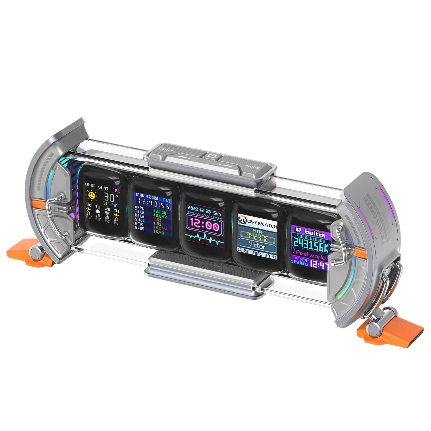 New Divoom Times Gate Pixel Art Gaming Setup Clock with Smart App Control, 128x128 IPS Screen Display