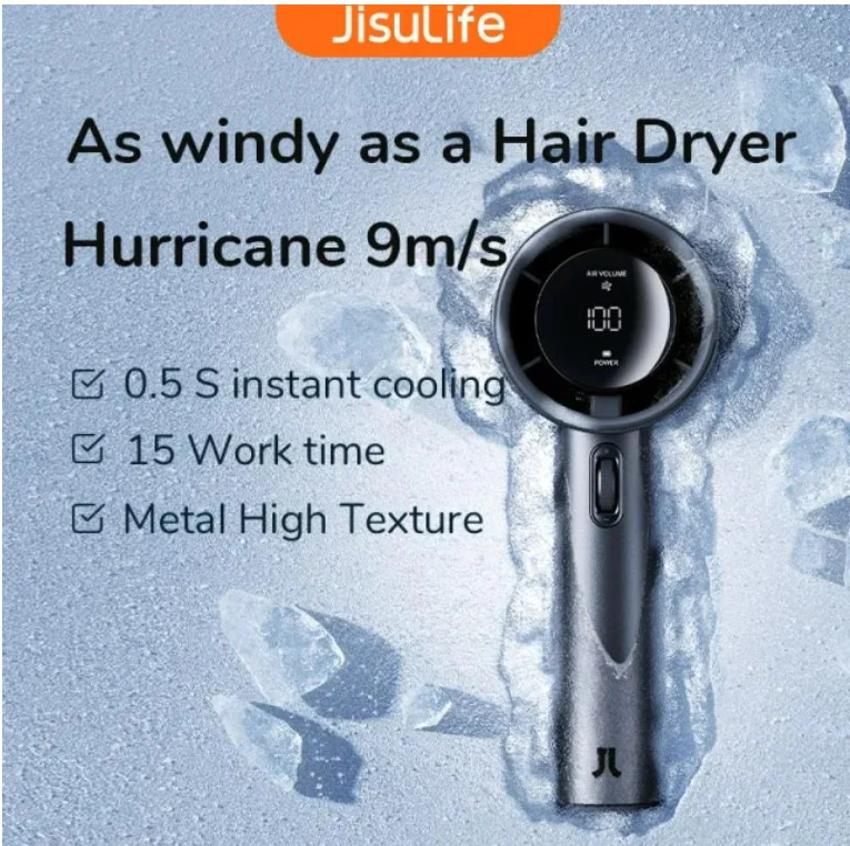 JISULIFE Portable Hand Fan 100 Wind Speeds Mini Bladeless Handheld Fan USB Rechargeable Personal Fans, Electric Eyelash Fan