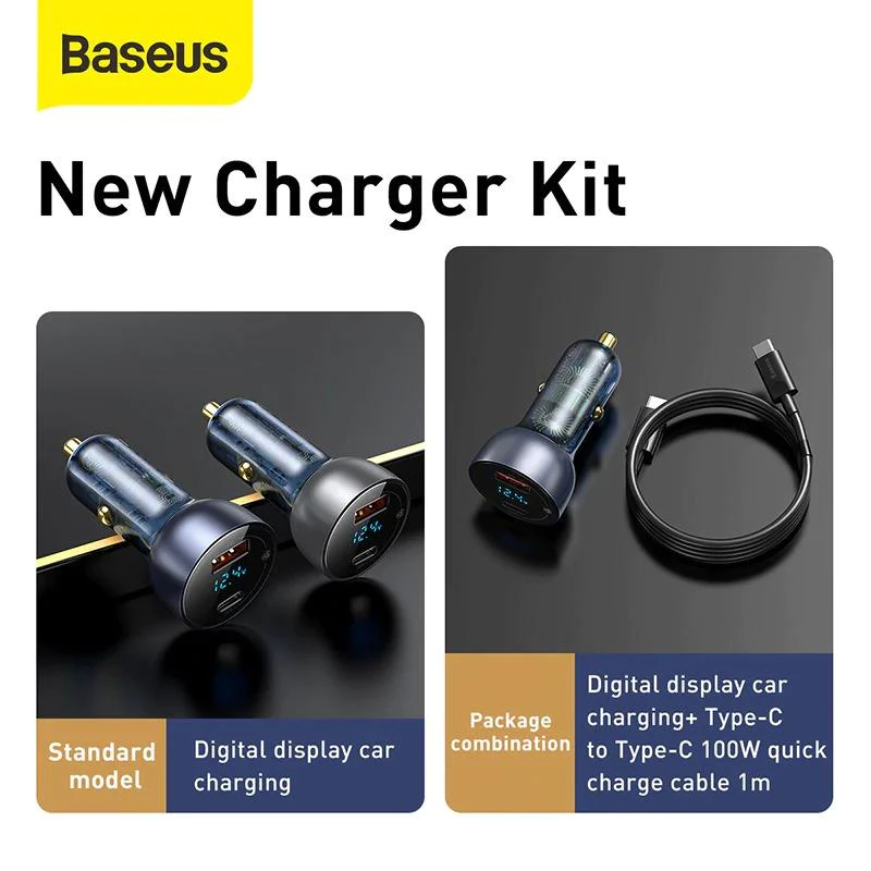 Baseus Car Charger PD 65W Fast Charging Quick Charge 4.0 QC3.0 USB Type C