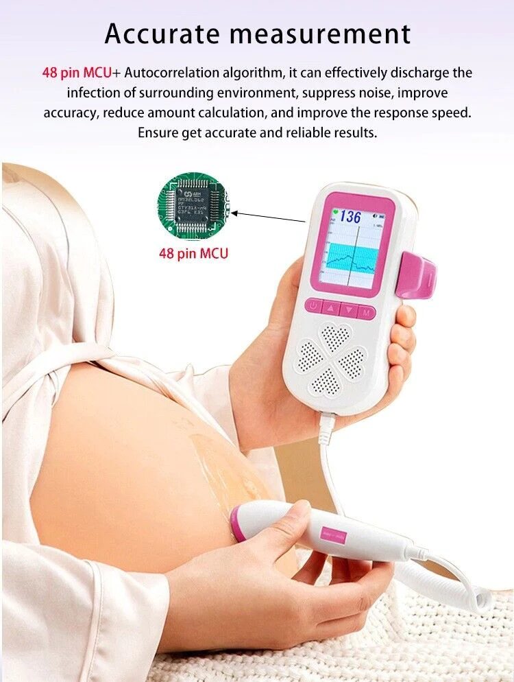 LCD Display Mini Fetal Moniter For Pregnancy Women Heart Rate 3MHz Probe