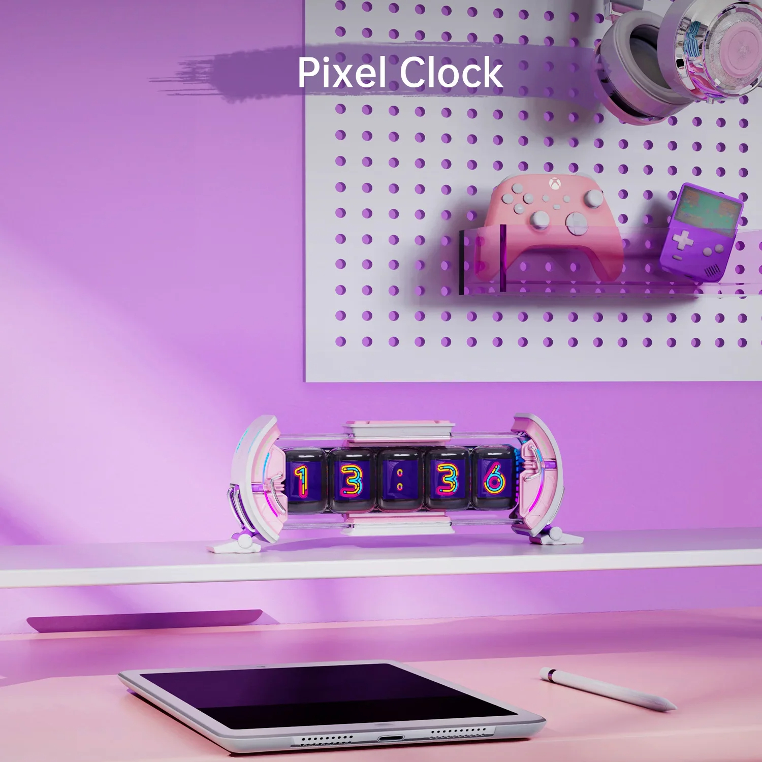 Divoom Times Gate Screen Display Pixel Art Gaming Setup Alarm Clock with Smart App Control Screen Home Desktop Decor Homegood