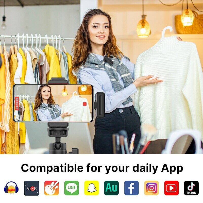 New Ulanzi J12 Wireless Lavalier Microphone System Audio Video Voice Recording Mic