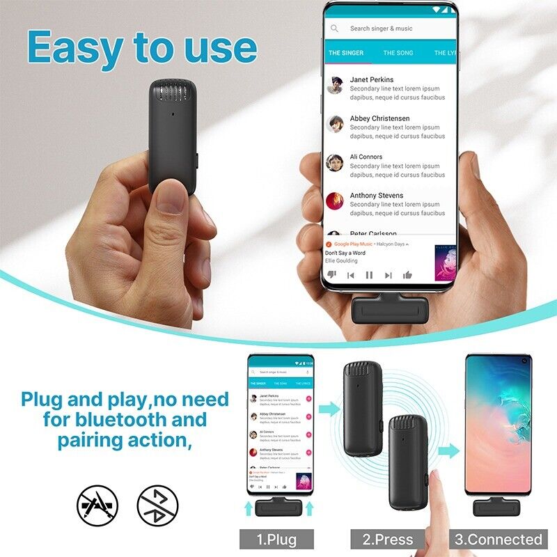 New Ulanzi J12 Wireless Lavalier Microphone System Audio Video Voice Recording Mic