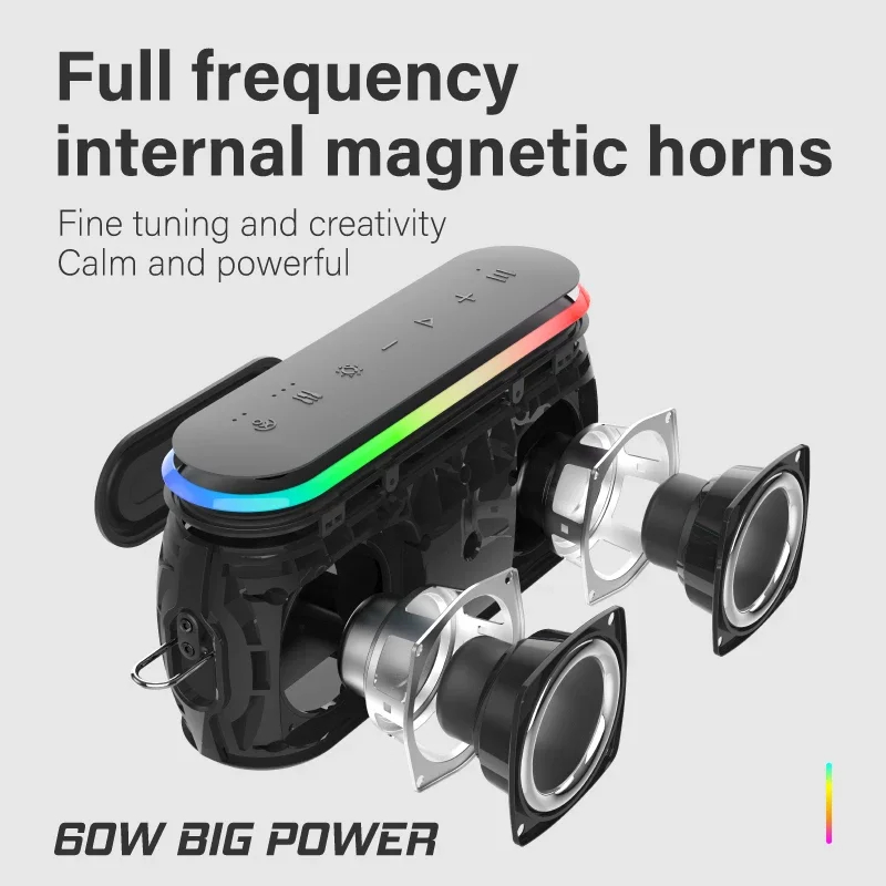 XDOBO 60W X8III Bluetooth Speaker Wireless Subwoofer RGB IPX7 6600mAh Powerful Bass Power Bank Outdoor Music Box